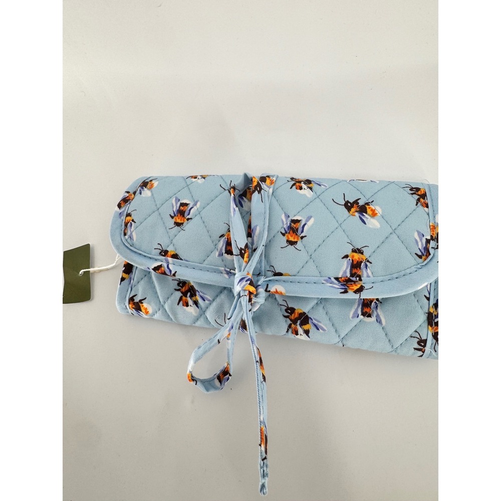 Vera Bradley Jewelry Roll Women OS Blue Bee's Knees Quilted Travel Organizer - Picture 15 of 15
